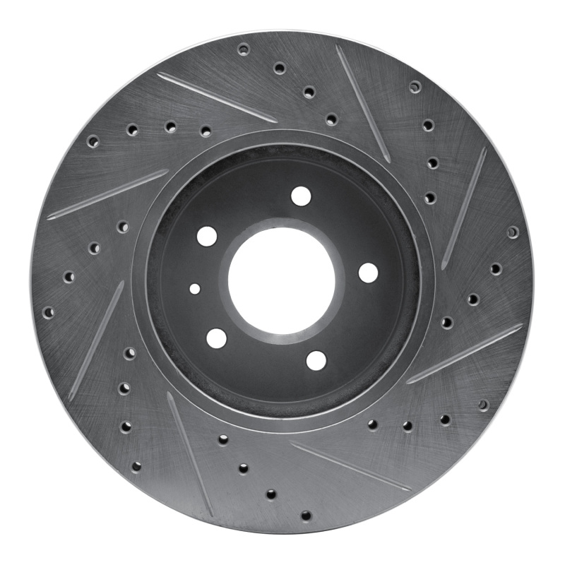 Cadillac STS Brake Rotor (1) - Front Left - R1 Concepts - Drilled & Slotted - Silver - `09-`11